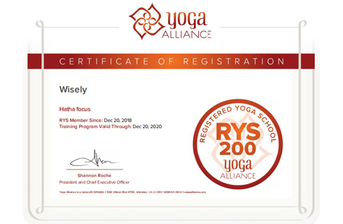 恭喜沈阳威思丽瑜伽教练培训获得  RYT全美瑜伽联盟官方认证培训学校